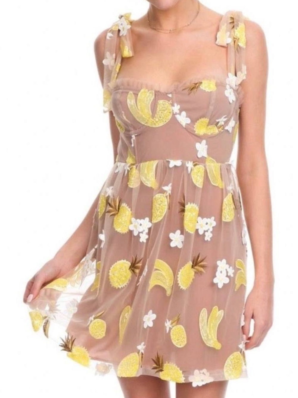 For Love & Lemons Fruit Punch Banana Dress | Yellow | Small (S) | NWOT